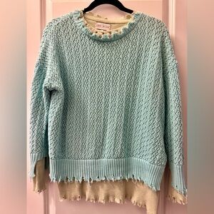 Trendy Frayed Double Knit Sweater